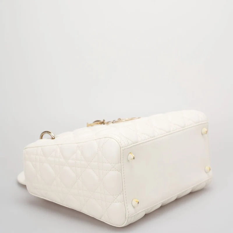 Christian Dior Lady Dior leather bag, white, luxury