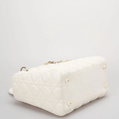 Christian Dior Lady Dior leather bag, white, luxury