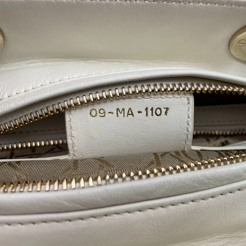 Christian Dior Lady Dior leather bag, white, luxury