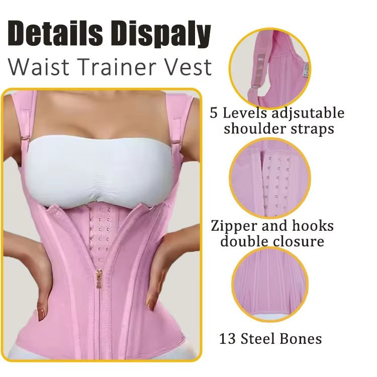 SculptFit™ Waist Trainer Vest – Adjustable Body Shaper with Zipper & Supportive Straps