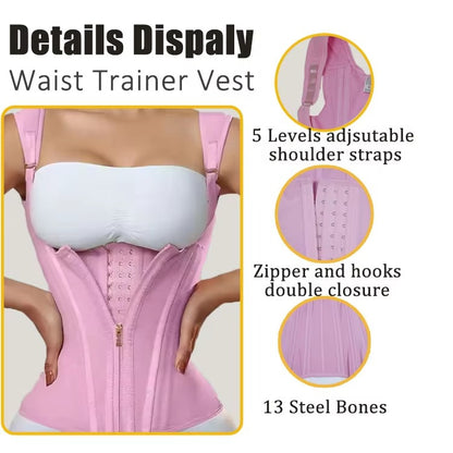 SculptFit™ Waist Trainer Vest – Adjustable Body Shaper with Zipper & Supportive Straps