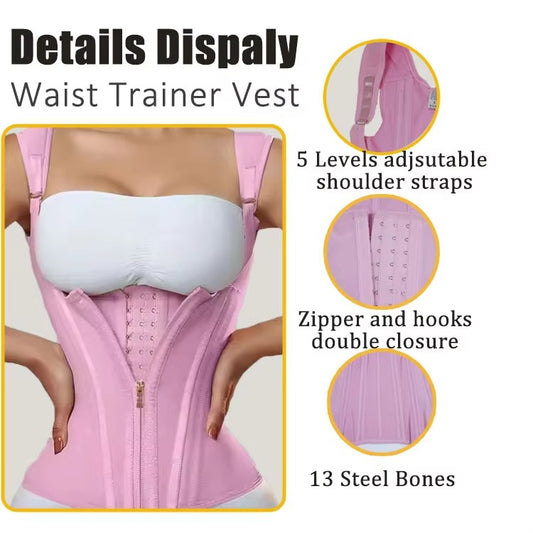 SculptFit™ Waist Trainer Vest – Adjustable Body Shaper with Zipper & Supportive Straps
