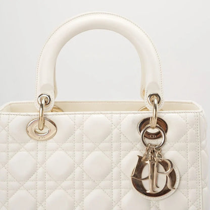Christian Dior Lady Dior leather bag, white, luxury