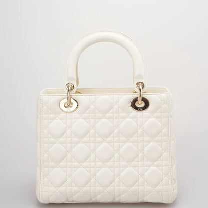 Christian Dior Lady Dior leather bag, white, luxury